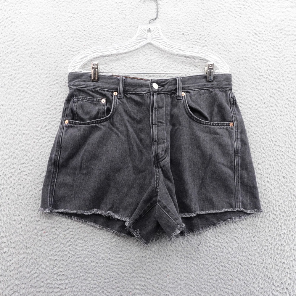 We The Free Free People Raw Hem Denim Cutoff Shorts 31 Black Womens Button Fly
